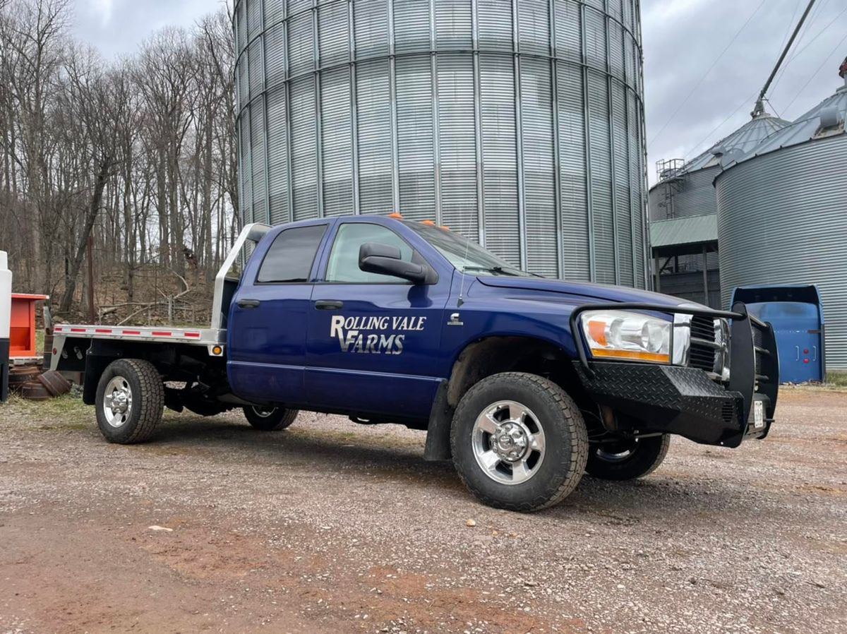 The farm truck at the grain bins